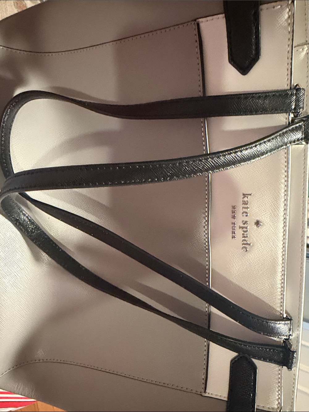 kate spade Two-Tone Cream & Black Leather Tote - Picture 5 of 5